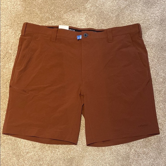 ORVIS NWT Jackson Quick Dry 9” Shorts UPF 50+ Terracotta Gorpcore Size W42 SU24 - Picture 1 of 9